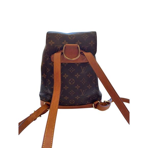 Vintage Louis Vuitton Montsouris MM Monogram Backpack Brown Leather Trim - Picture 2 of 14